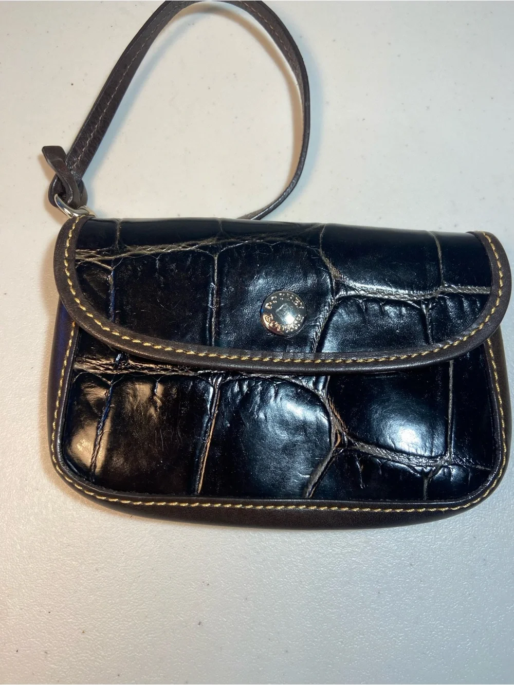 Dooney & Bourke Black Croc-Embossed Wristlet Bag - Classic Design